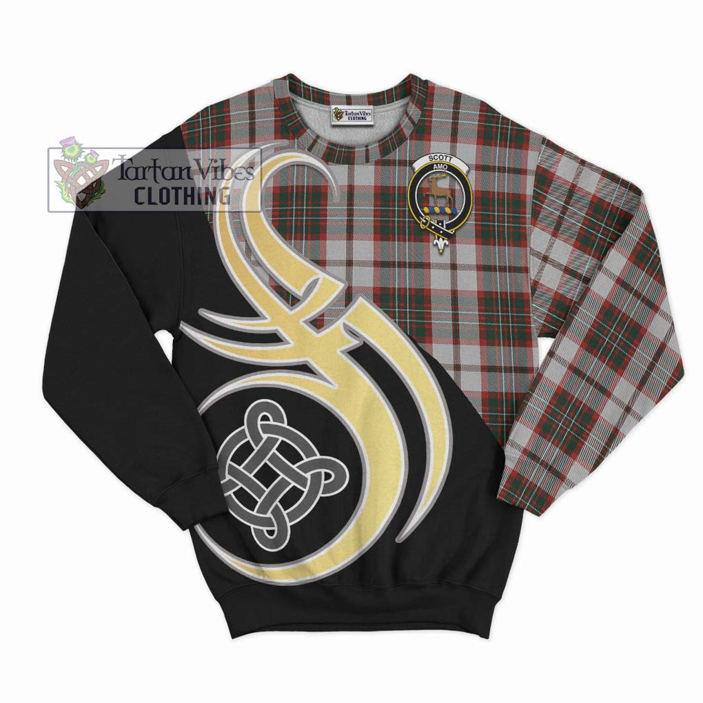 Scott Dress Tartan Sweatshirt with Family Crest and Celtic Symbol Style - Tartan Vibes Clothing