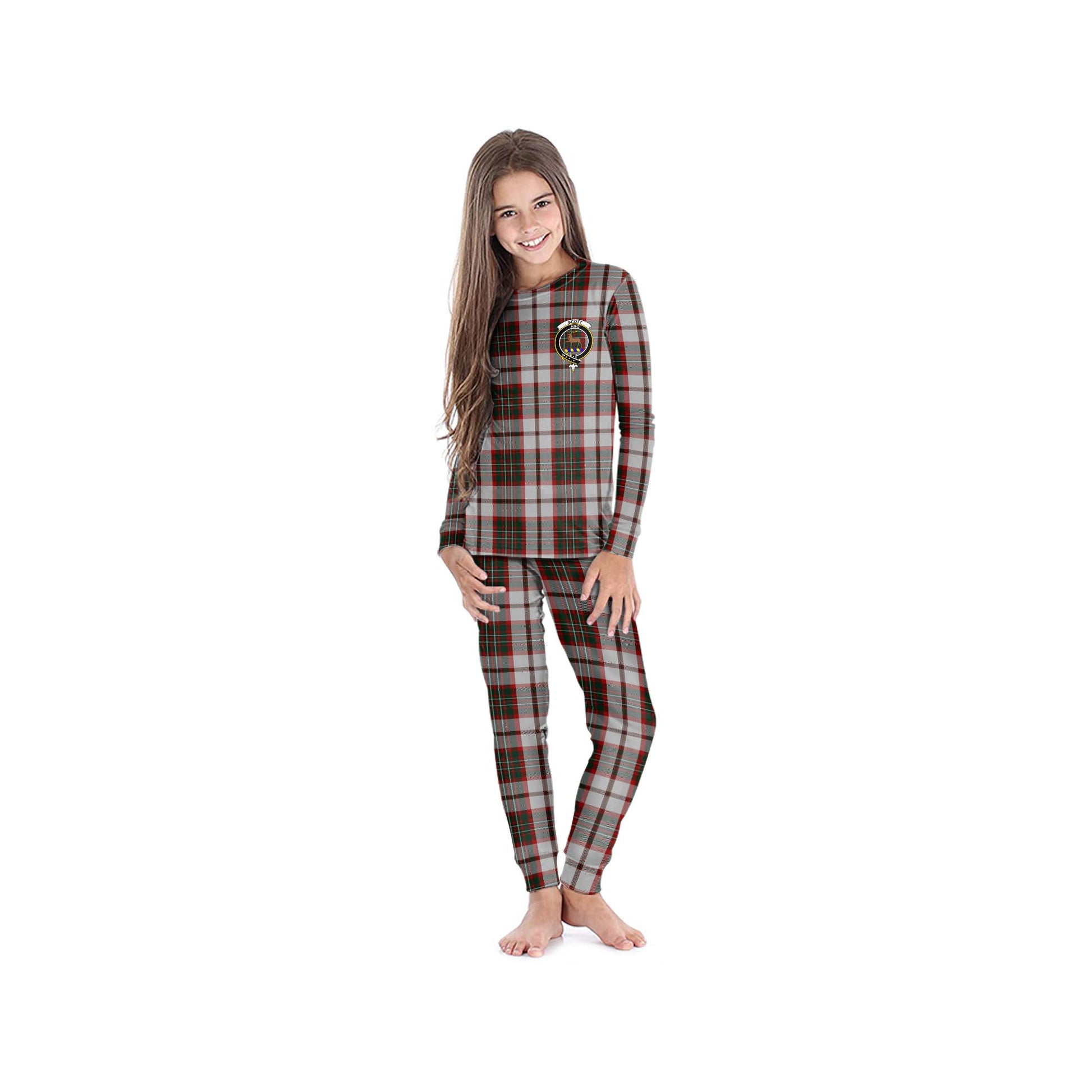 Scott Dress Tartan Pajamas Family Set with Family Crest - Tartanvibesclothing