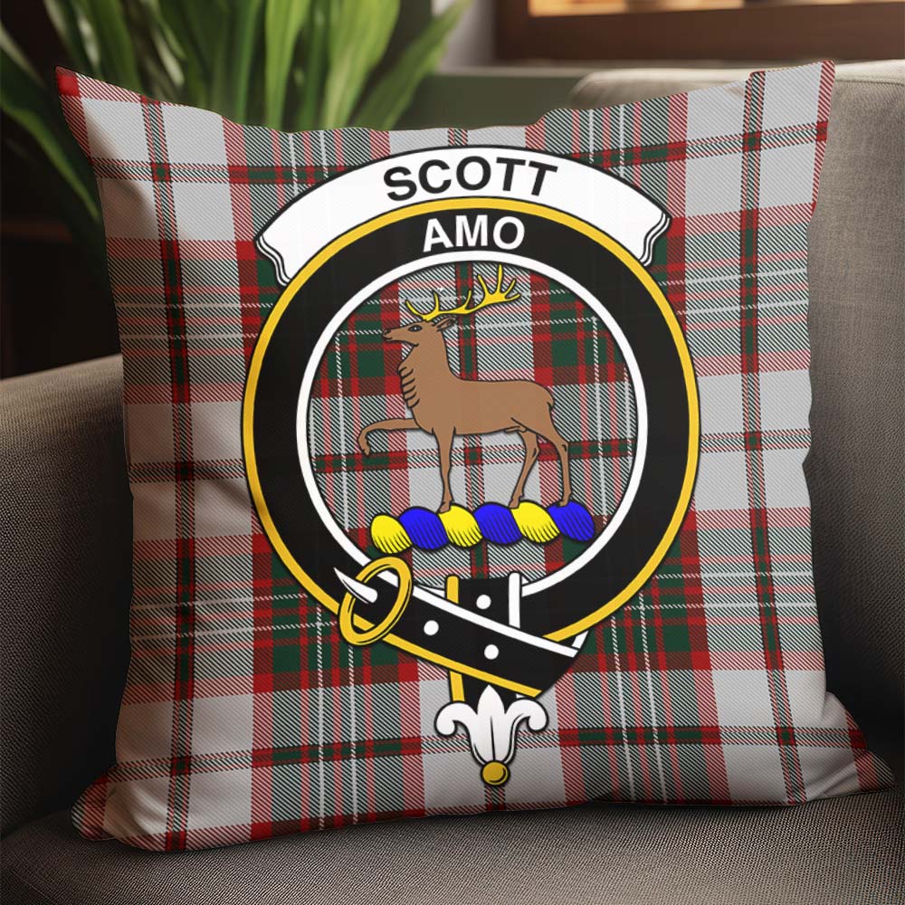 Scott Dress Tartan Pillow Cover with Family Crest - Tartanvibesclothing