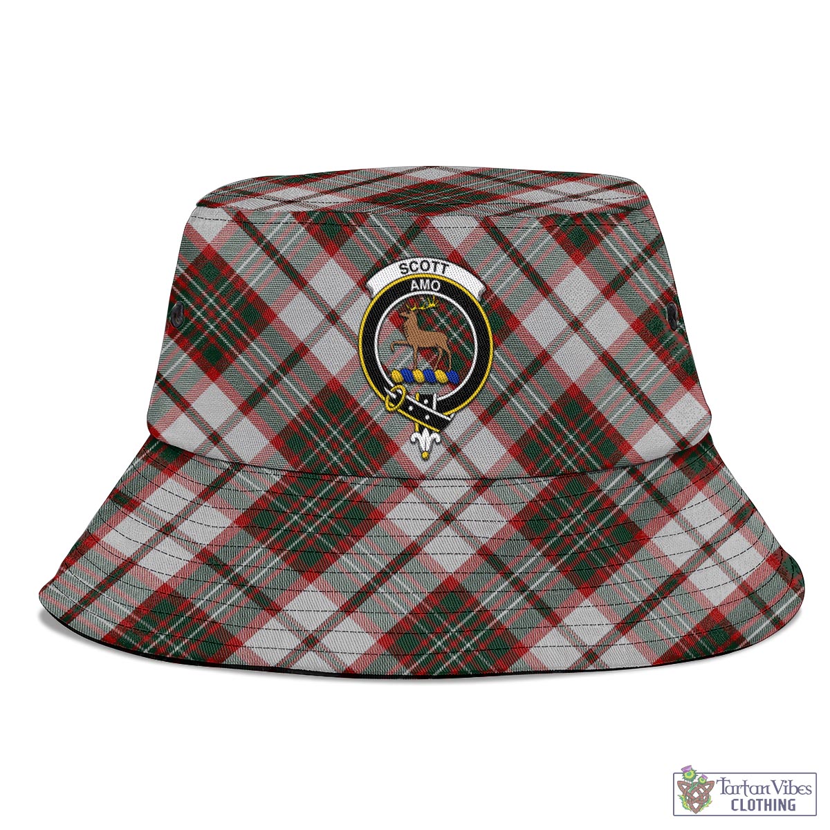 Tartan Vibes Clothing Scott Dress Tartan Bucket Hat with Family Crest