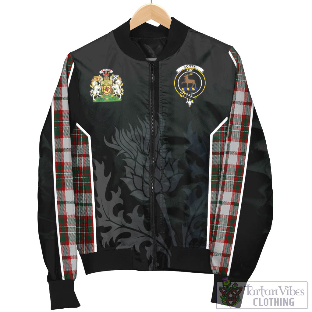 Tartan Vibes Clothing Scott Dress Tartan Bomber Jacket with Family Crest and Scottish Thistle Vibes Sport Style