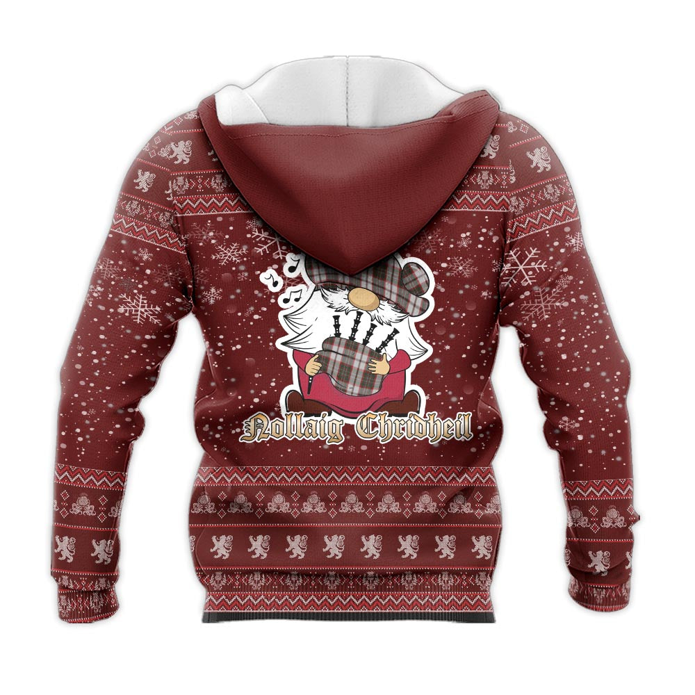 Scott Dress Clan Christmas Knitted Hoodie with Funny Gnome Playing Bagpipes - Tartanvibesclothing