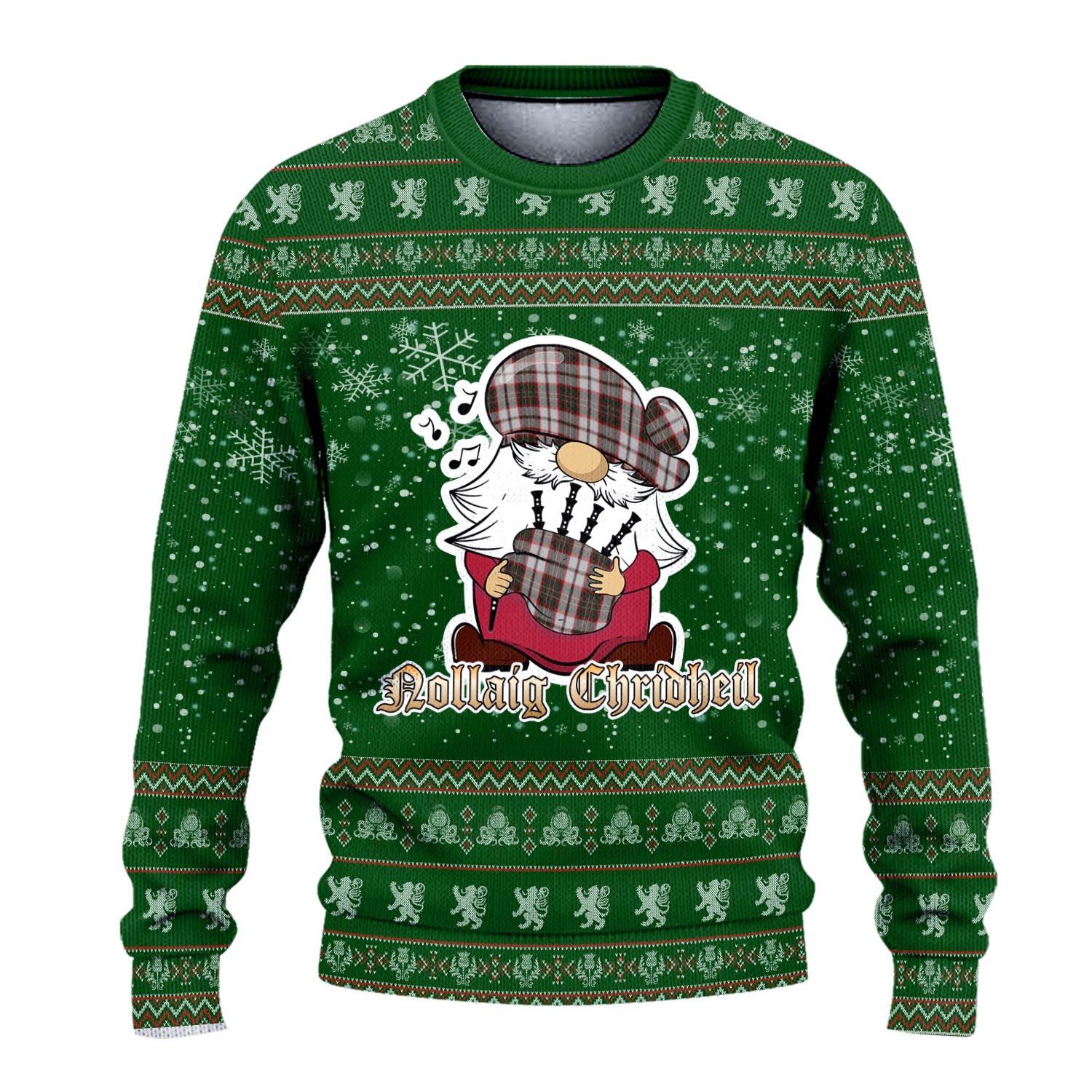 Scott Dress Clan Christmas Family Knitted Sweater with Funny Gnome Playing Bagpipes - Tartanvibesclothing