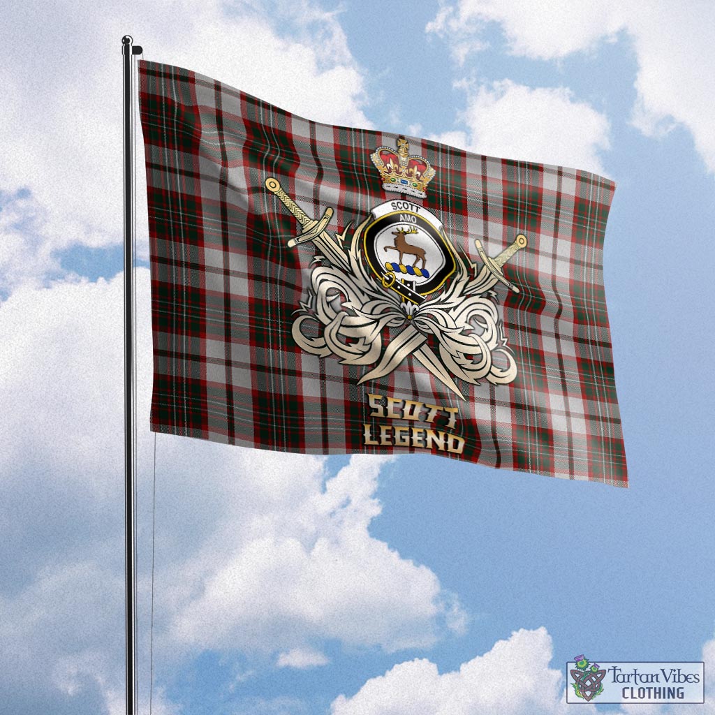 Tartan Vibes Clothing Scott Dress Tartan Flag with Clan Crest and the Golden Sword of Courageous Legacy