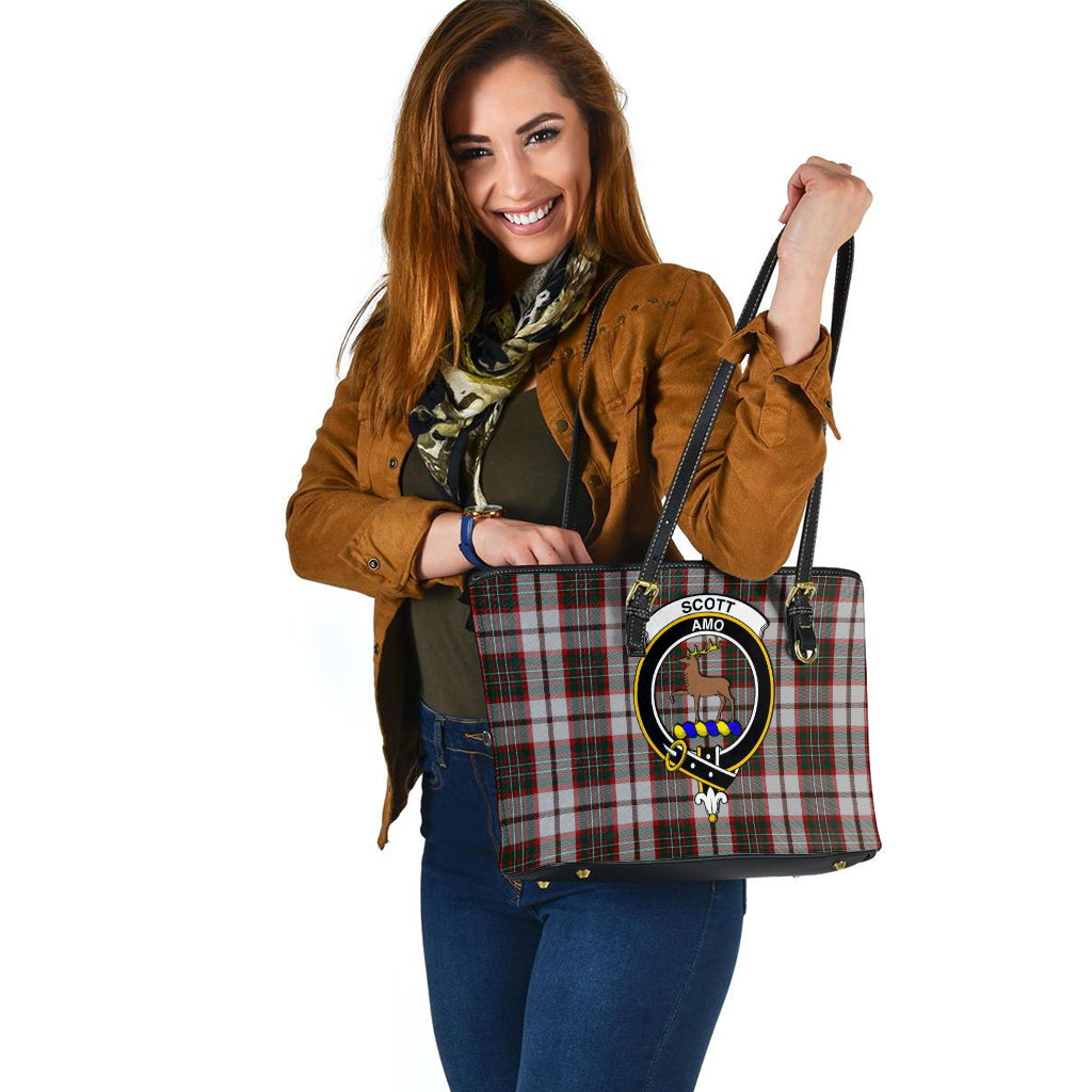 Scott Dress Tartan Leather Tote Bag with Family Crest - Tartan Vibes Clothing