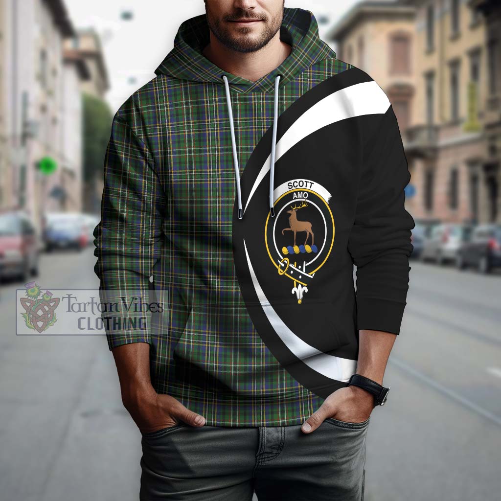 Scott Green Tartan Hoodie with Family Crest Circle Style Zip Hoodie - Tartan Vibes Clothing