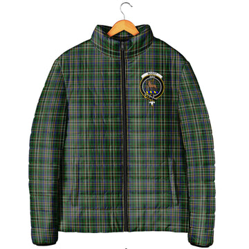 Scott Green Tartan Padded Jacket with Family Crest