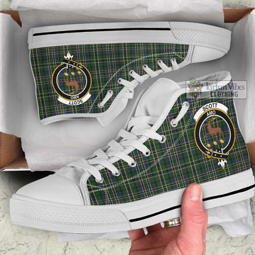 Scott Green Tartan High Top Shoes with Family Crest