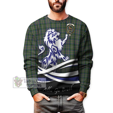 Scott Green Tartan Sweatshirt with Alba Gu Brath Regal Lion Emblem