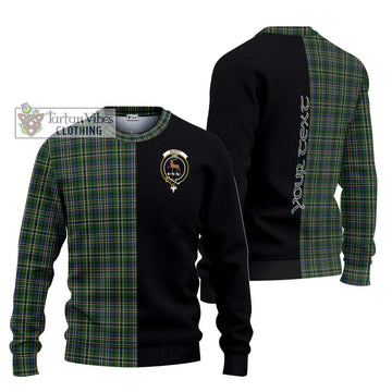 Scott Green Tartan Ugly Sweater with Family Crest and Half Of Me Style