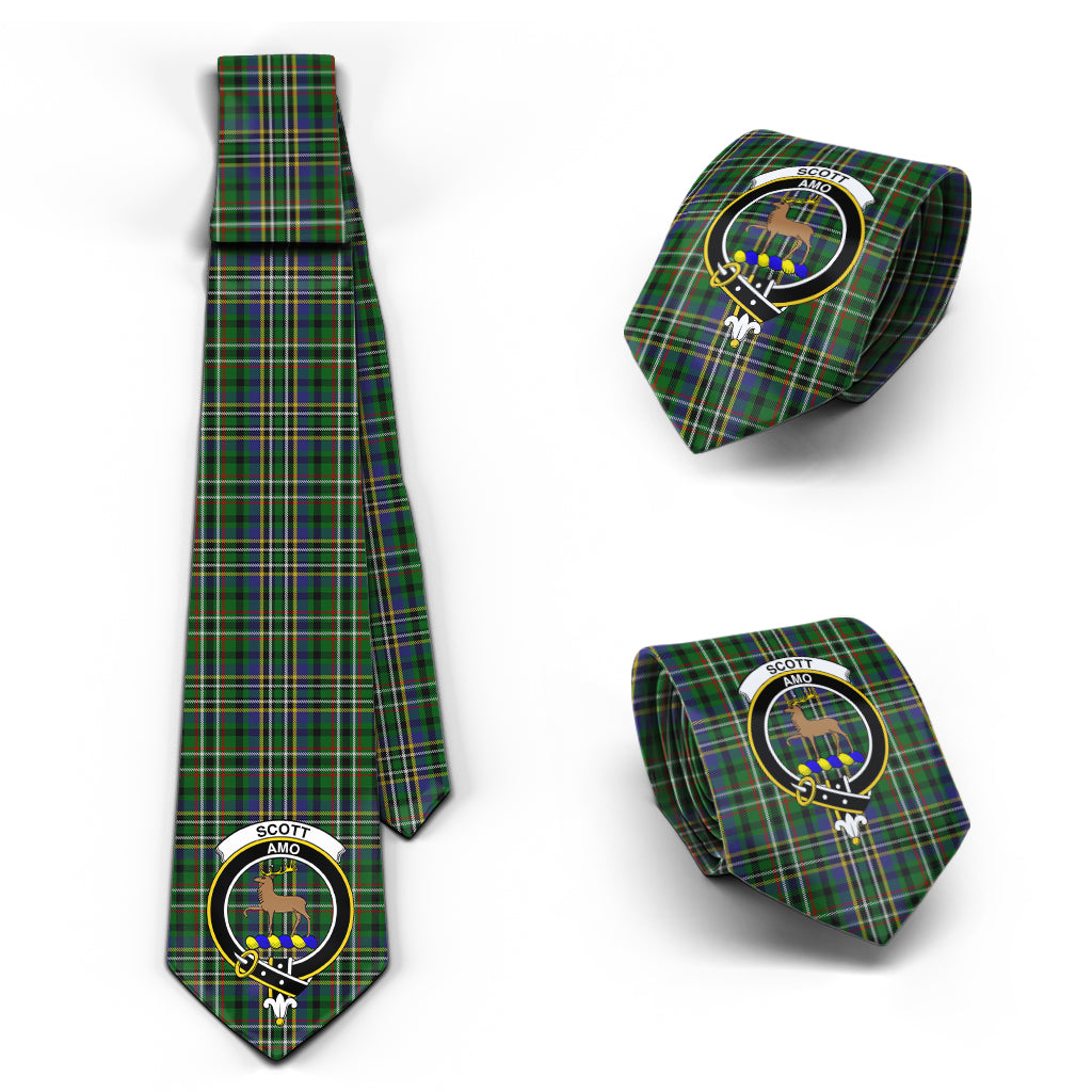 Scott Green Tartan Classic Necktie with Family Crest Necktie One Size - Tartan Vibes Clothing