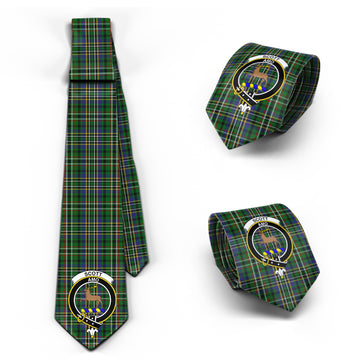 Scott Green Tartan Classic Necktie with Family Crest