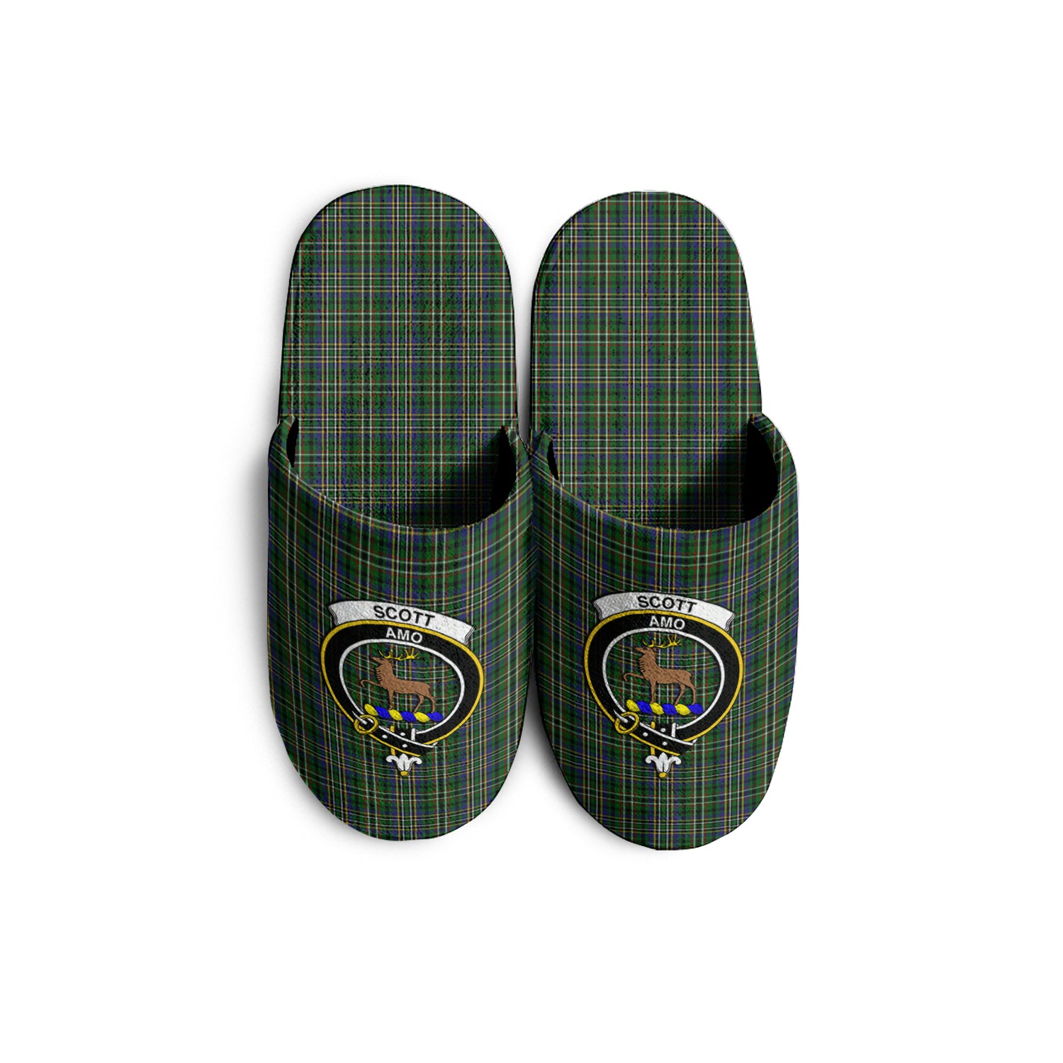 Scott Green Tartan Home Slippers with Family Crest KIDS - Tartan Vibes Clothing