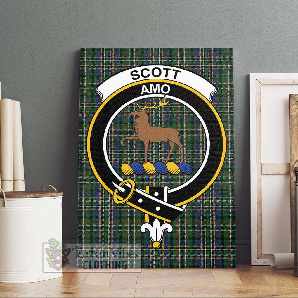 Scott Green Tartan Canvas Print Wall Art with Family Crest Without Frame - Tartan Vibes Clothing