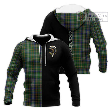 Scott Green Tartan Knitted Hoodie with Family Crest and Half Of Me Style