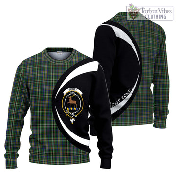 Scott Green Tartan Ugly Sweater with Family Crest Circle Style