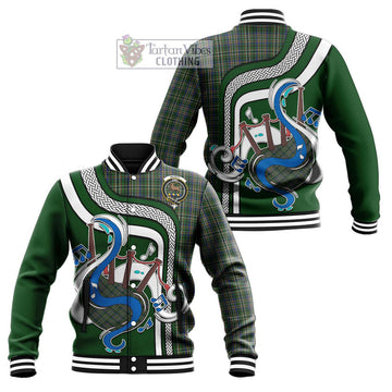 Scott Green Tartan Baseball Jacket with Epic Bagpipe Style