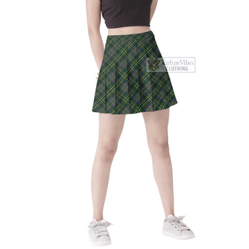 Scott Green Tartan Women's Plated Mini Skirt Cross Style