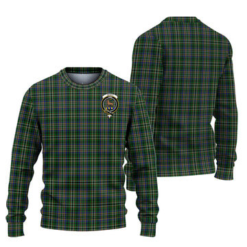 Scott Green Tartan Ugly Sweater with Family Crest