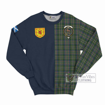 Scott Green Tartan Sweatshirt Alba with Scottish Lion Royal Arm Half Style