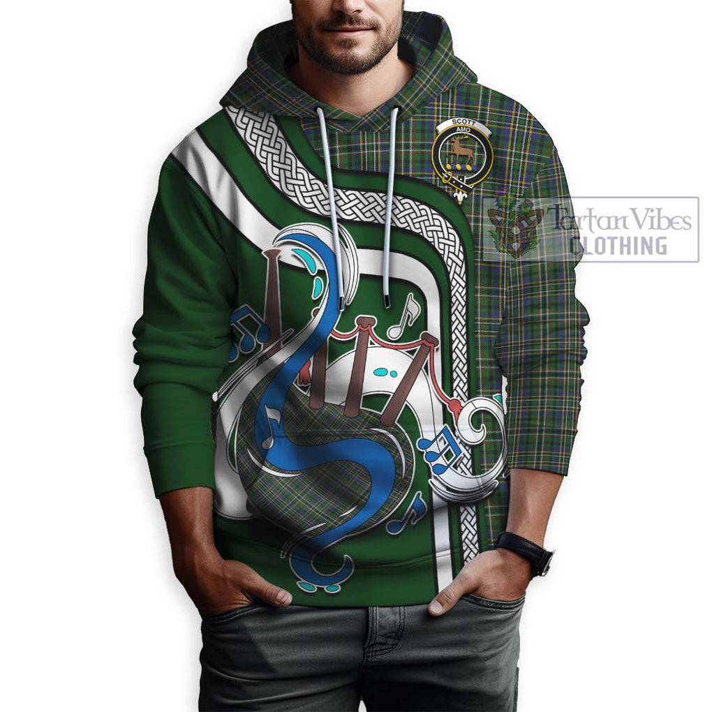 Scott Green Tartan Hoodie with Epic Bagpipe Style Zip Hoodie - Tartanvibesclothing Shop