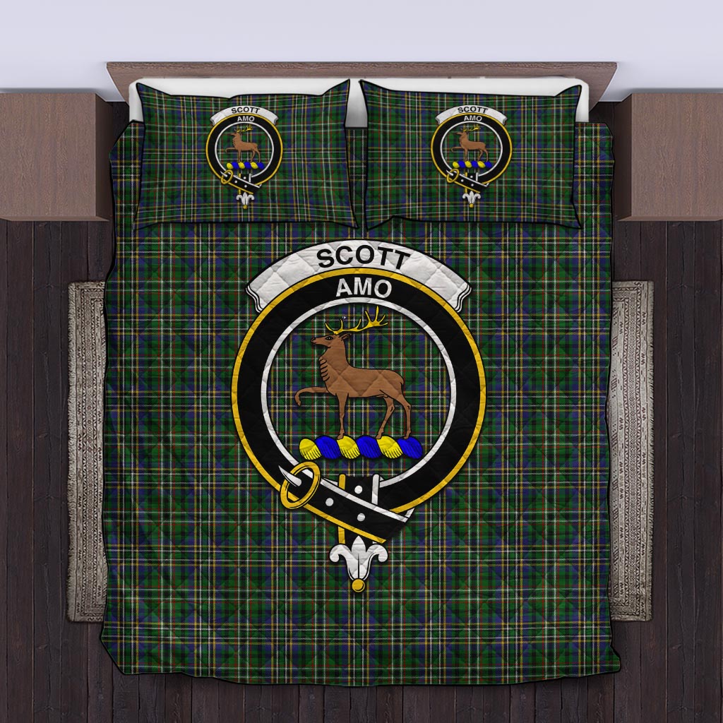 Scott Green Tartan Quilt Bed Set with Family Crest Twin - Tartan Vibes Clothing