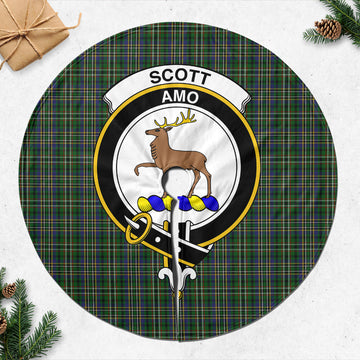 Scott Green Tartan Christmas Tree Skirt with Family Crest