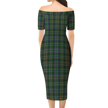 Scott Green Tartan Off Shoulder Lady Dress