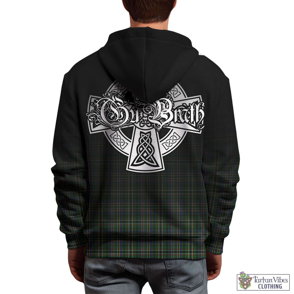 Tartan Vibes Clothing Scott Green Tartan Hoodie Featuring Alba Gu Brath Family Crest Celtic Inspired