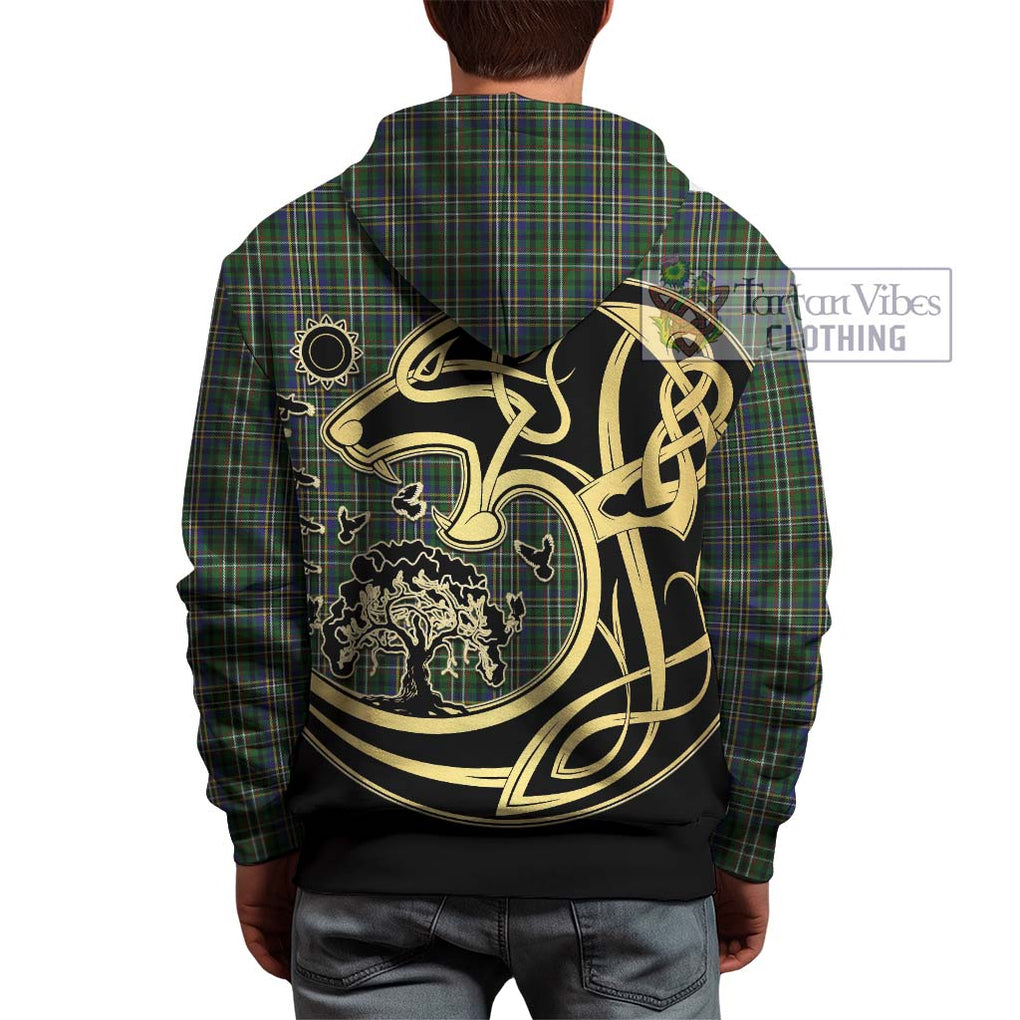 Scott Green Tartan Hoodie with Family Crest Celtic Wolf Style - Tartan Vibes Clothing