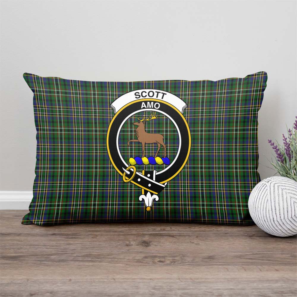 Scott Green Tartan Pillow Cover with Family Crest Rectangle Pillow Cover - Tartanvibesclothing