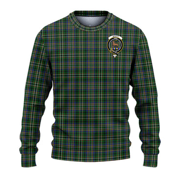 Scott Green Tartan Ugly Sweater with Family Crest