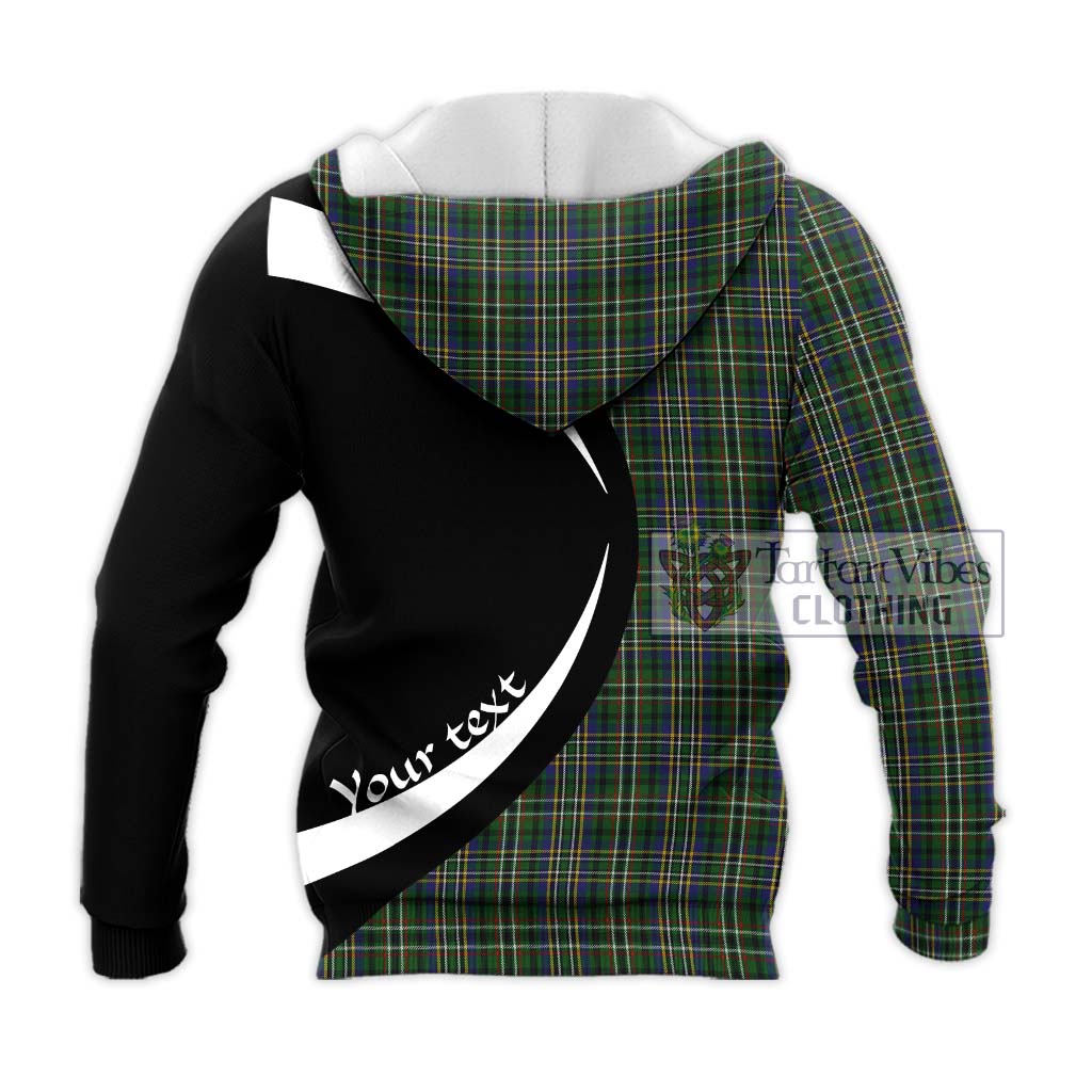 Scott Green Tartan Knitted Hoodie with Family Crest Circle Style - Tartan Vibes Clothing