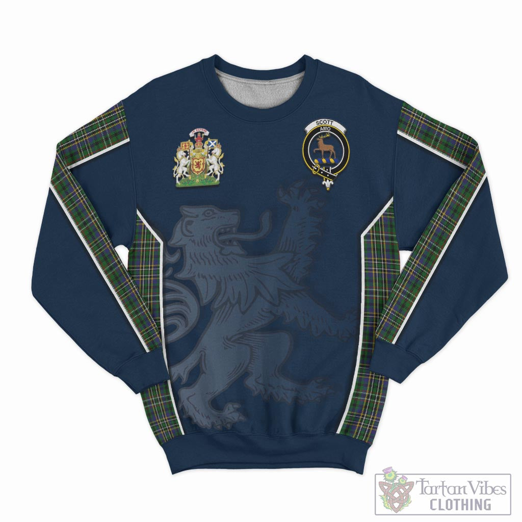 Tartan Vibes Clothing Scott Green Tartan Sweater with Family Crest and Lion Rampant Vibes Sport Style