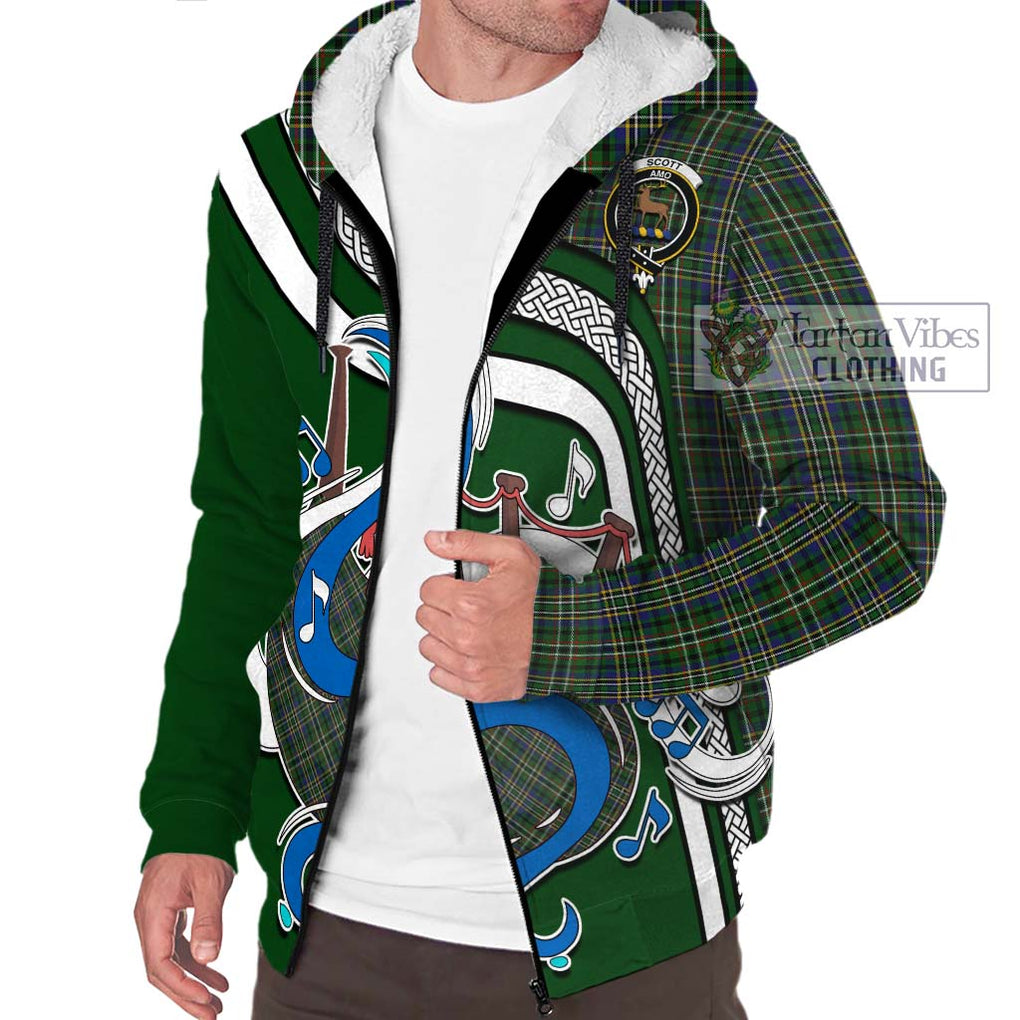 Scott Green Tartan Sherpa Hoodie with Epic Bagpipe Style Unisex - Tartanvibesclothing Shop