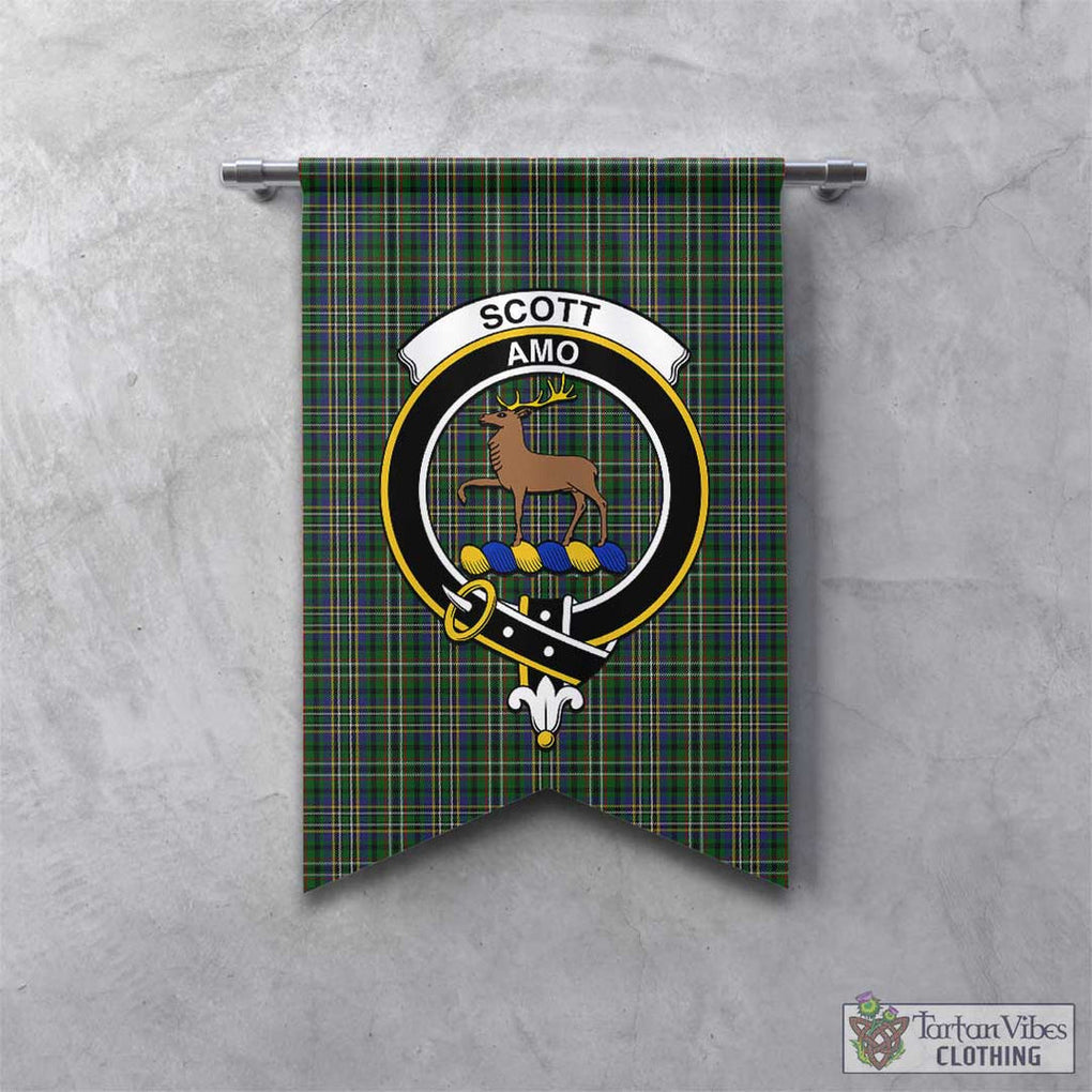 Tartan Vibes Clothing Scott Green Tartan Gonfalon, Tartan Banner with Family Crest