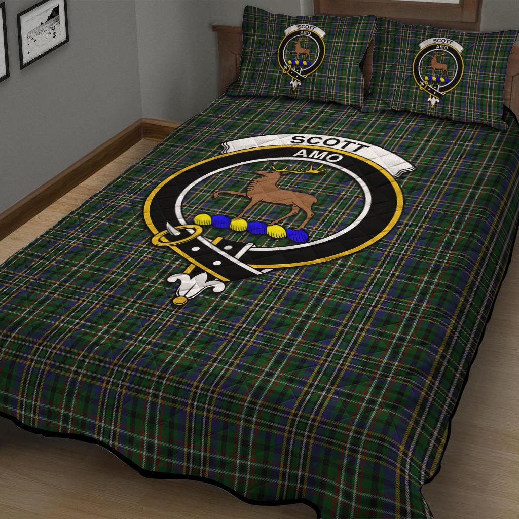 Scott Green Tartan Quilt Bed Set with Family Crest - Tartan Vibes Clothing