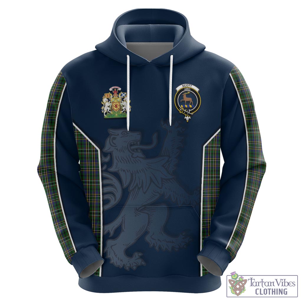 Tartan Vibes Clothing Scott Green Tartan Hoodie with Family Crest and Lion Rampant Vibes Sport Style