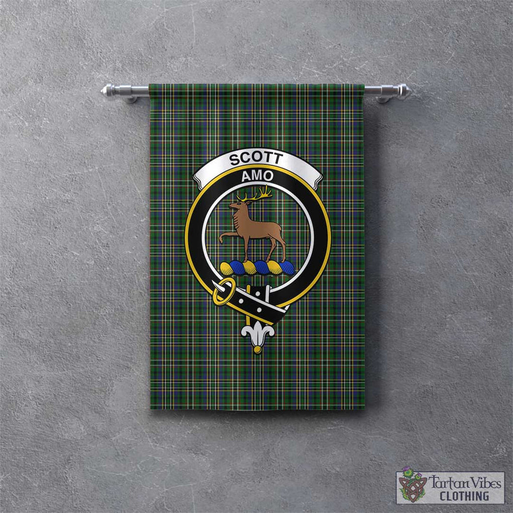 Tartan Vibes Clothing Scott Green Tartan Gonfalon, Tartan Banner with Family Crest