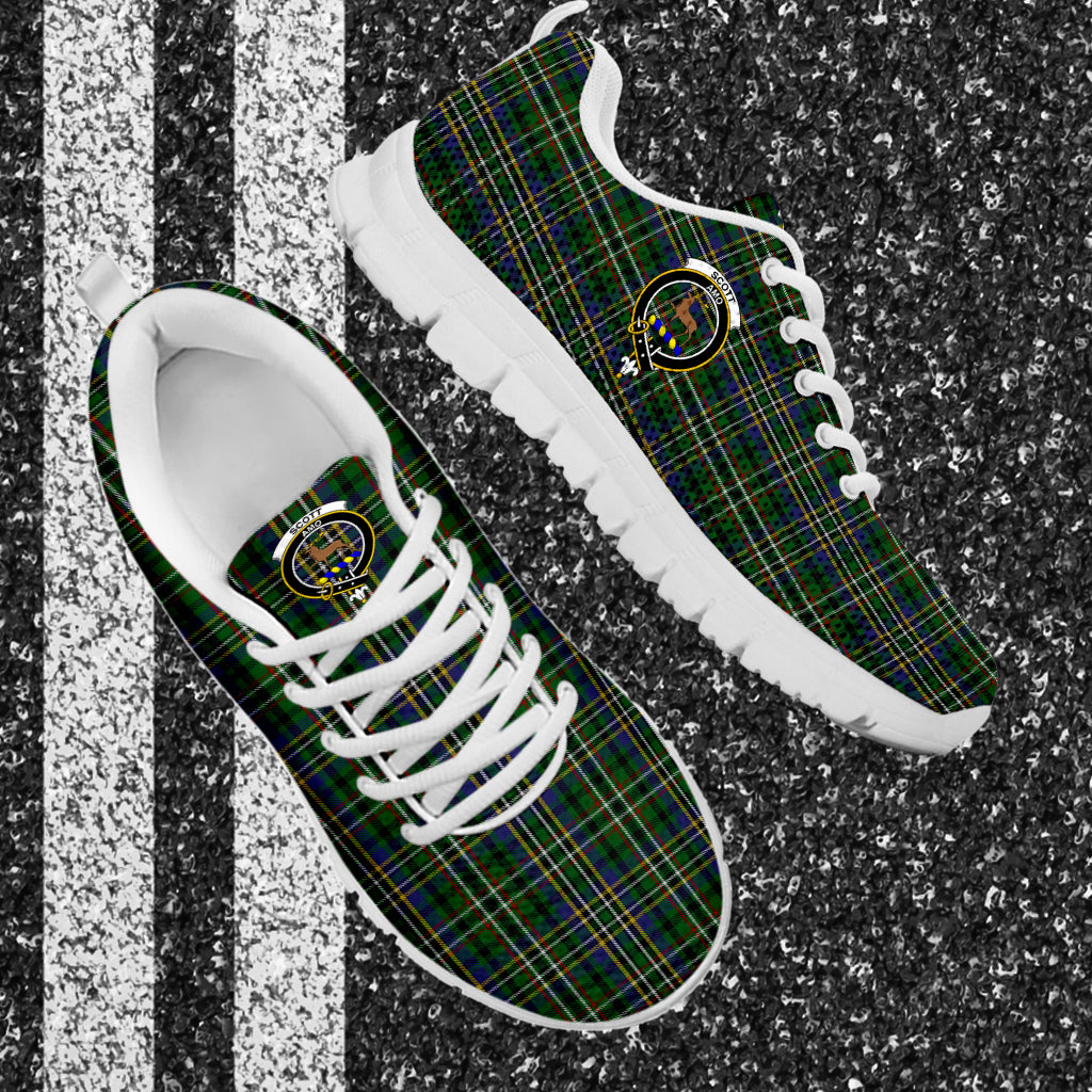 Scott Green Tartan Sneakers with Family Crest - Tartan Vibes Clothing