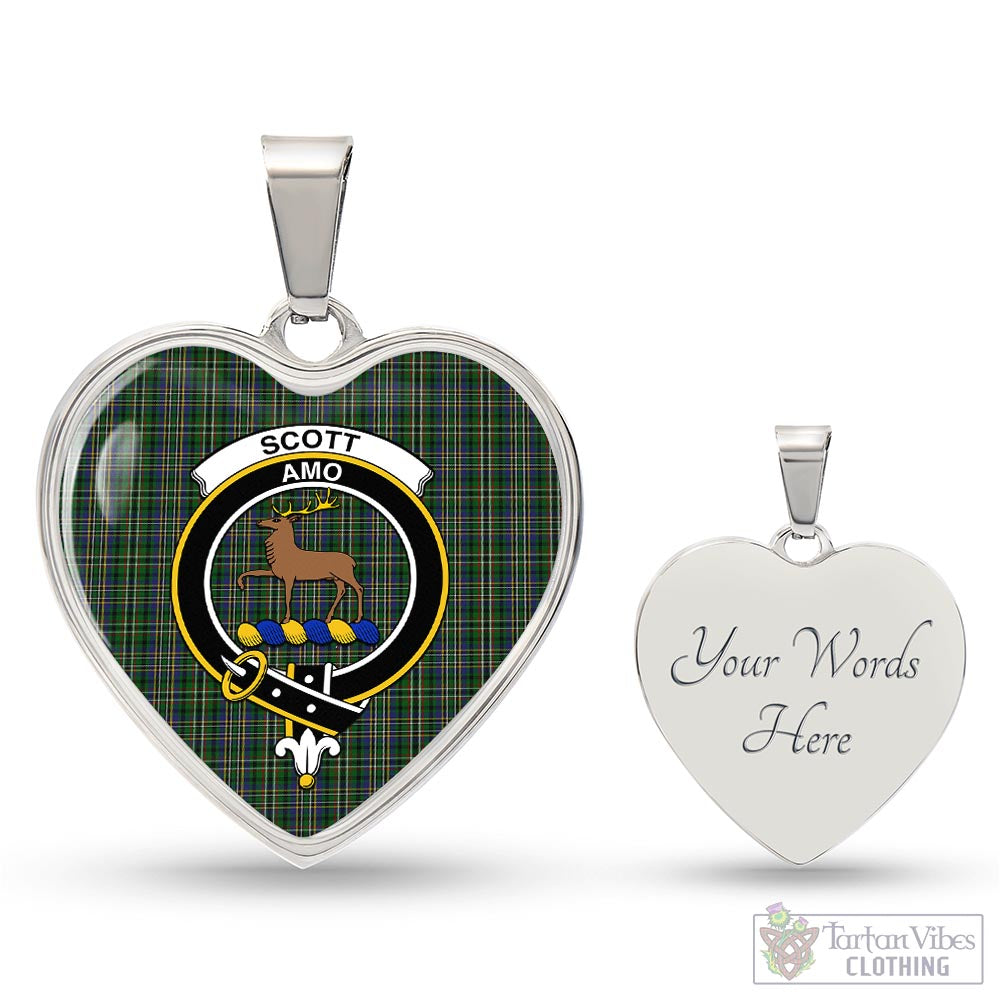 Tartan Vibes Clothing Scott Green Tartan Heart Necklace with Family Crest