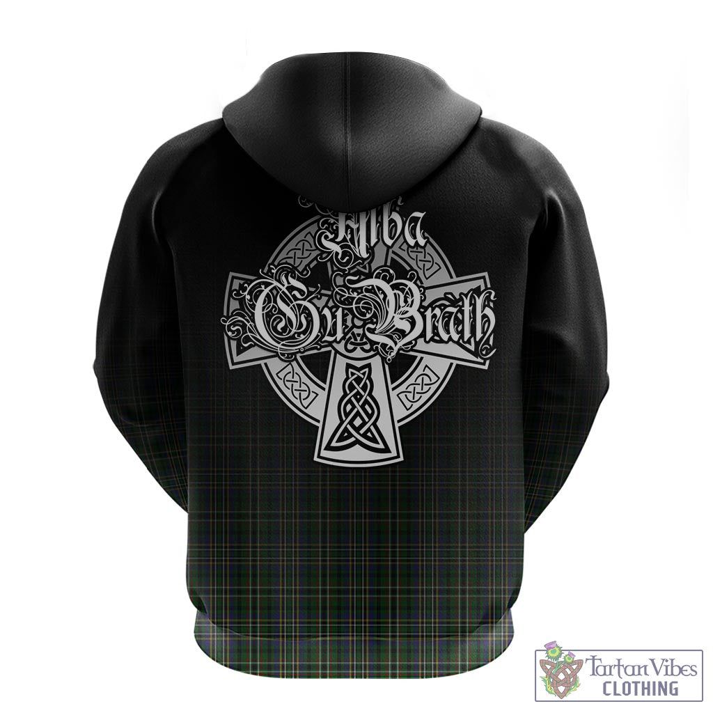 Tartan Vibes Clothing Scott Green Tartan Hoodie Featuring Alba Gu Brath Family Crest Celtic Inspired