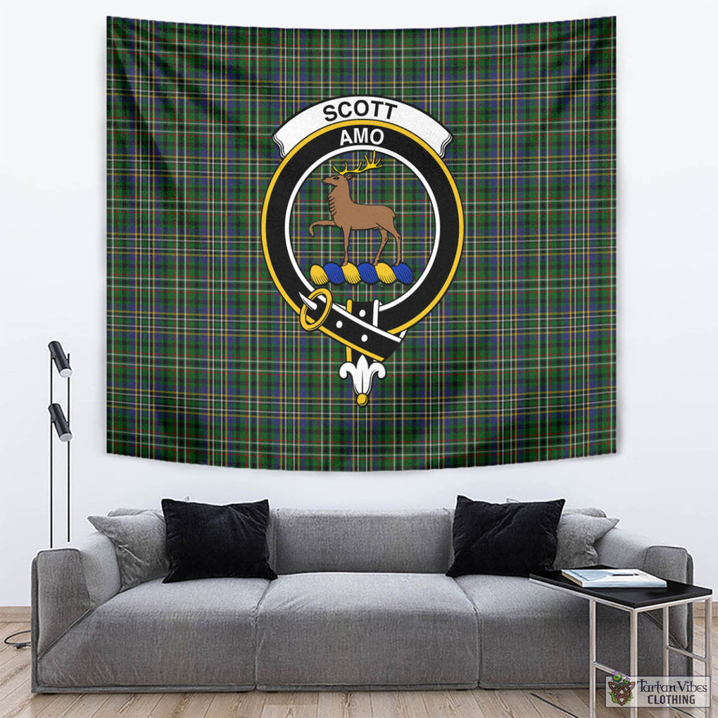 Tartan Vibes Clothing Scott Green Tartan Tapestry Wall Hanging and Home Decor for Room with Family Crest