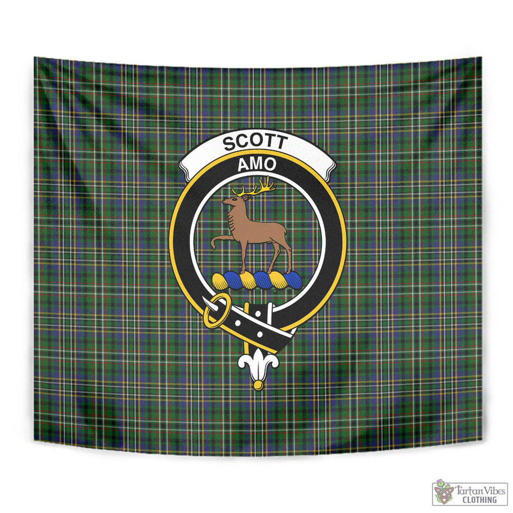 Tartan Vibes Clothing Scott Green Tartan Tapestry Wall Hanging and Home Decor for Room with Family Crest