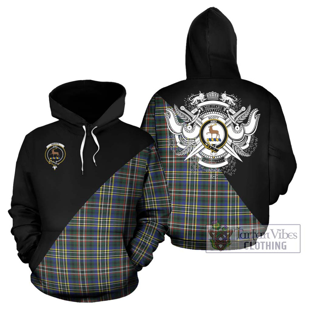 Scott Green Modern Tartan Hoodie with Family Crest and Military Logo Style Zip Hoodie - Tartanvibesclothing Shop