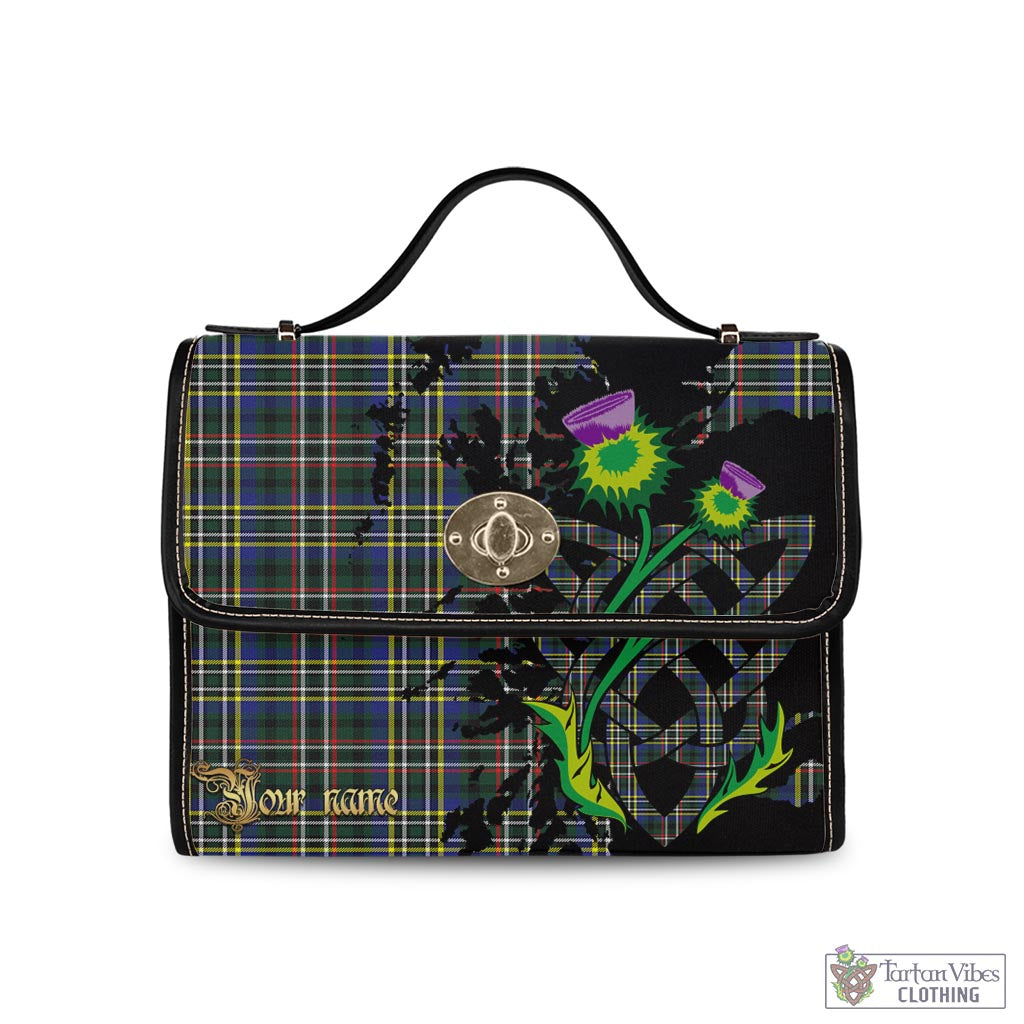 Tartan Vibes Clothing Scott Green Modern Tartan Waterproof Canvas Bag with Scotland Map and Thistle Celtic Accents