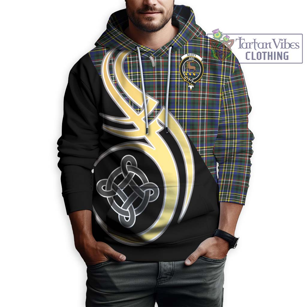 Scott Green Modern Tartan Hoodie with Family Crest and Celtic Symbol Style Zip Hoodie - Tartan Vibes Clothing