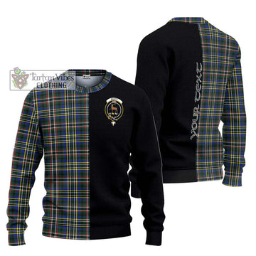 Scott Green Modern Tartan Ugly Sweater with Family Crest and Half Of Me Style