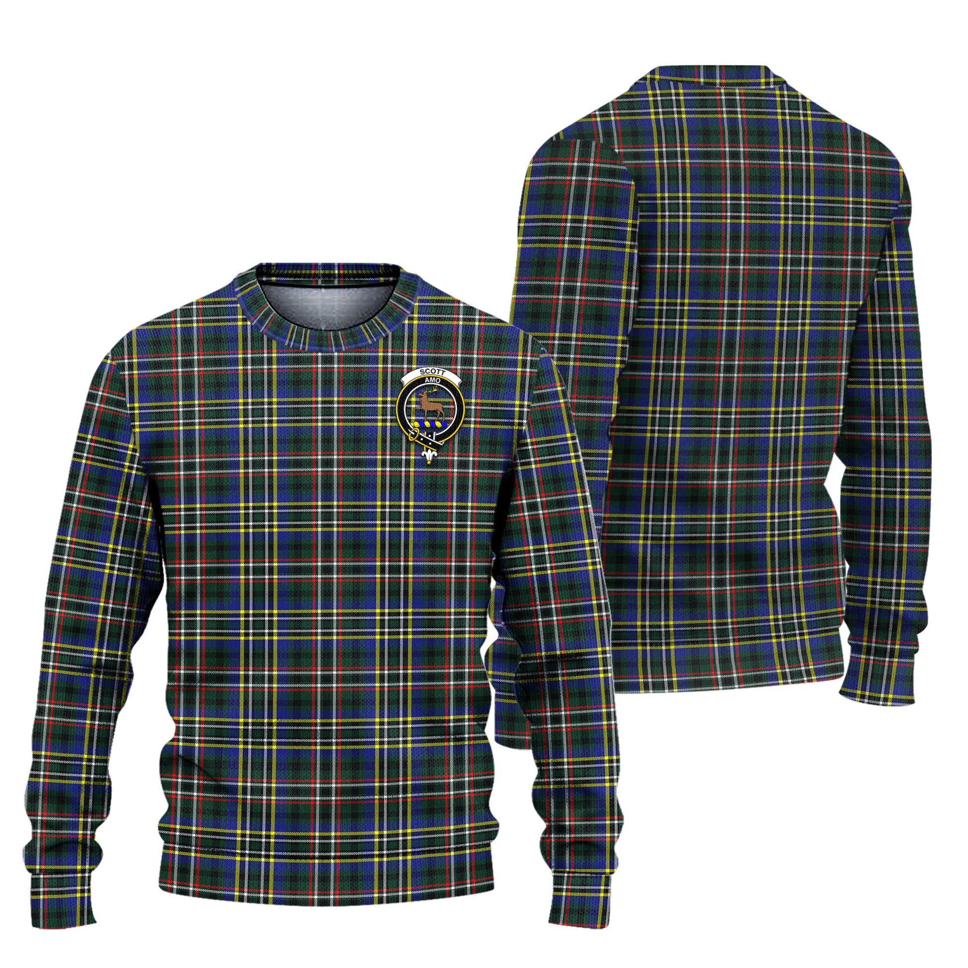 Scott Green Modern Tartan Knitted Sweater with Family Crest Unisex - Tartanvibesclothing