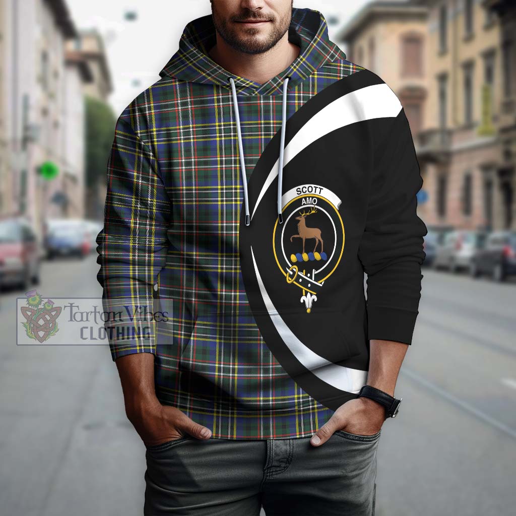 Scott Green Modern Tartan Hoodie with Family Crest Circle Style Zip Hoodie - Tartan Vibes Clothing